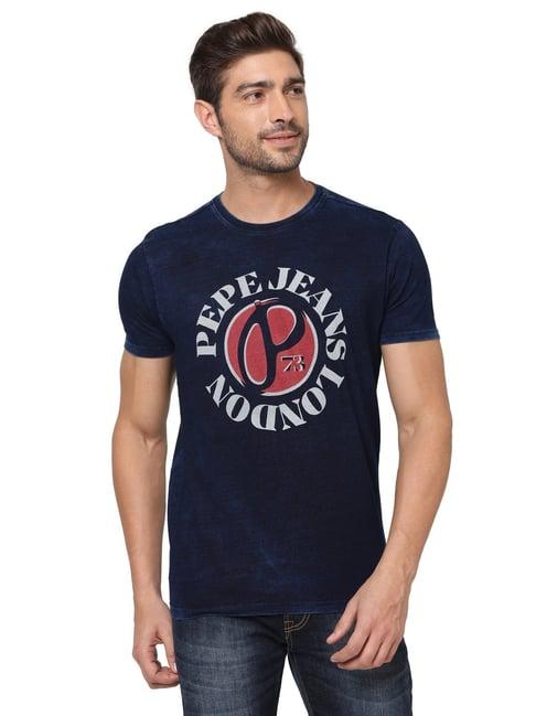 pepe jeans indigo regular fit printed t-shirt