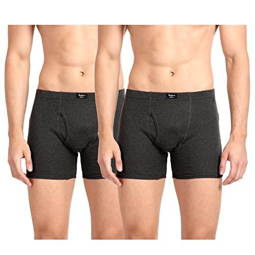 pepe jeans innerwear men's cotton trunks (pack of 2) (clt01-02_charcoal melange_80-85_charcoal melange_85 cm)