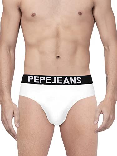 pepe jeans innerwear men's nylon brief (pack of 1) (bgb01-01_white_white_90-95_white_95 cm)