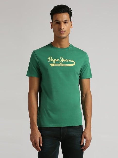 pepe jeans jungle green slim fit printed t-shirt