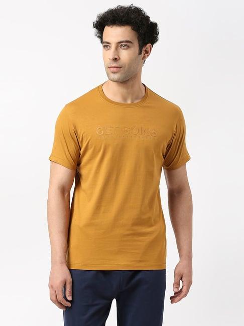 pepe jeans kevin mustard slim fit printed crew t-shirt