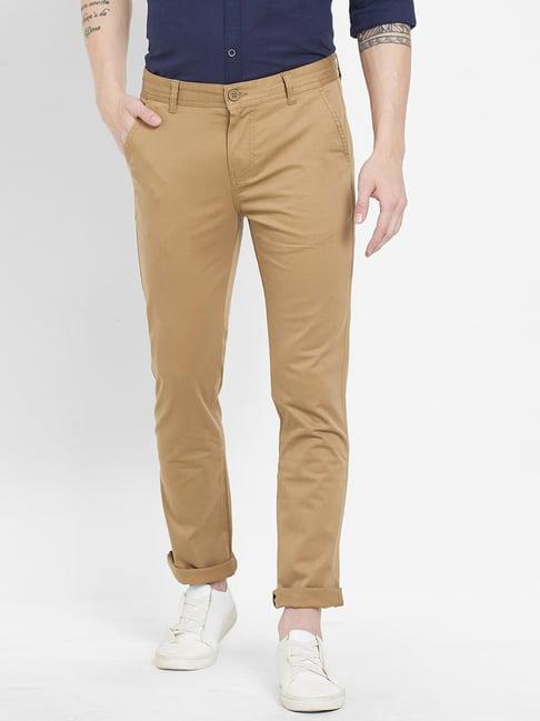 pepe jeans khaki solid mid rise chinos