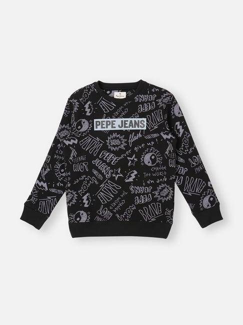 pepe jeans kids black printed sweatshirt