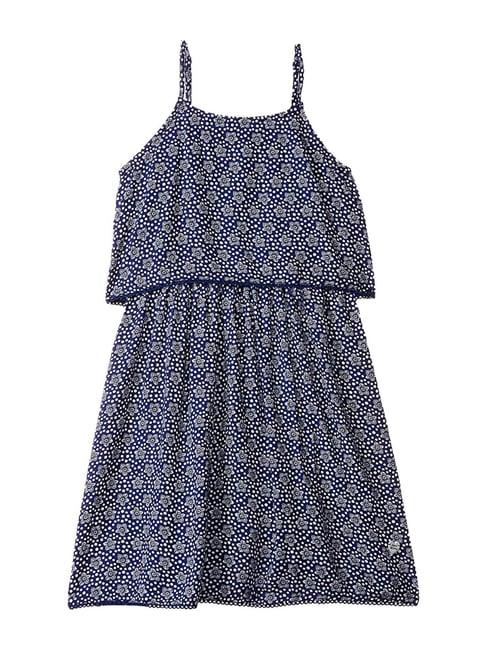 pepe jeans kids blue printed dress