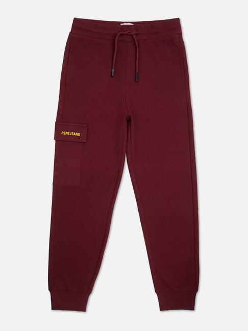 pepe jeans kids burgundy solid joggers