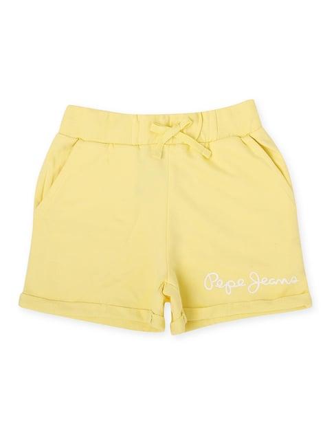 pepe jeans kids fresh yellow solid shorts