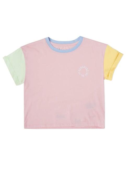 pepe jeans kids light pink solid t-shirt