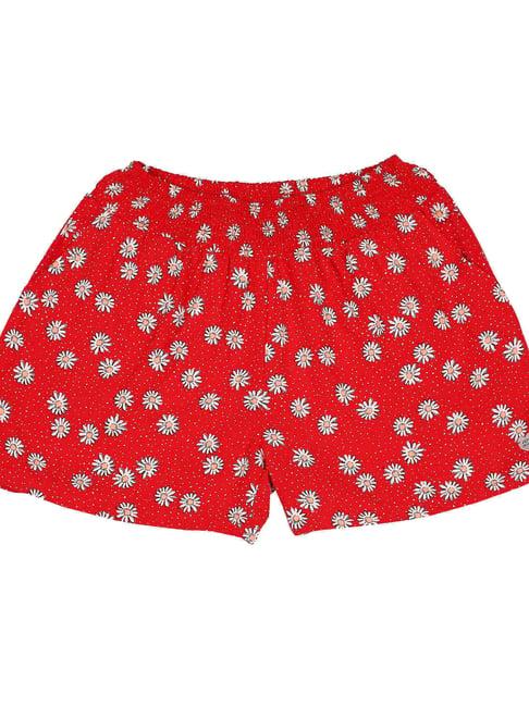 pepe jeans kids red floral print shorts