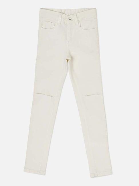 pepe jeans kids white mid rise jeans