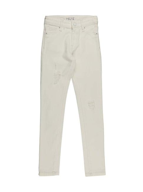 pepe jeans kids white skinny fit jeans