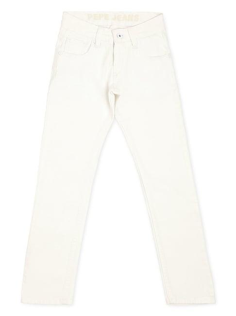 pepe jeans kids white solid jeans
