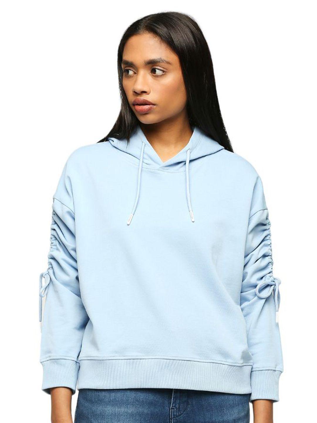 pepe jeans lace-up hooded pure cotton pullover