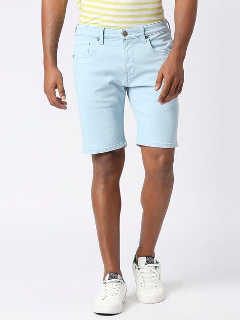 pepe jeans light blue skinny fit denim shorts