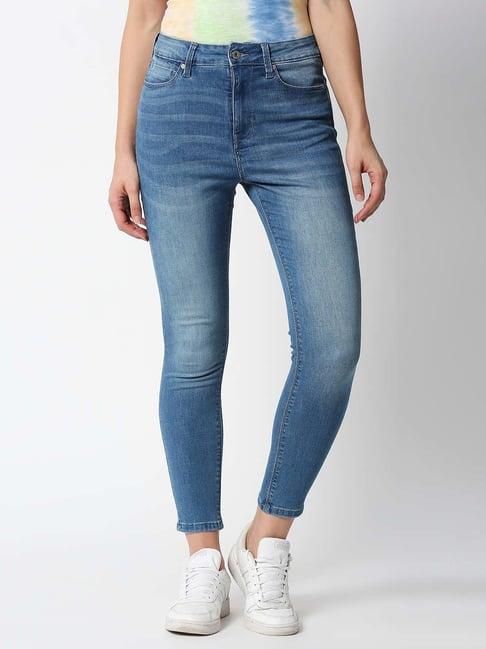 pepe jeans light blue skinny fit high rise jeans