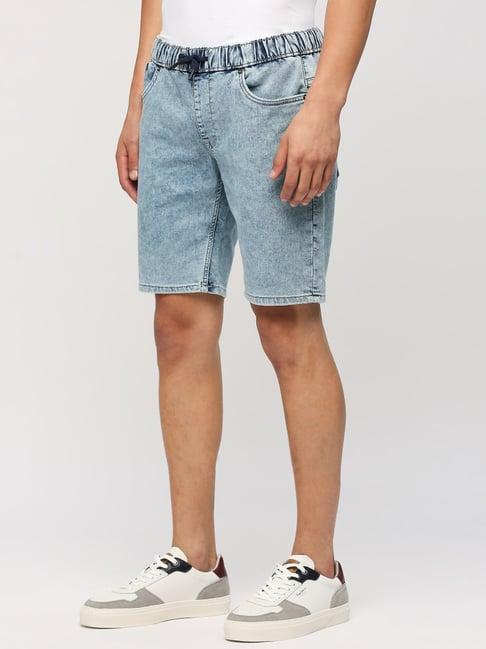 pepe jeans light indigo blue regular fit denim shorts