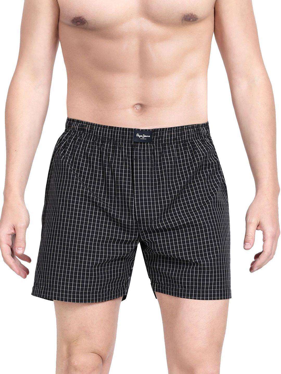 pepe jeans men black printed cotton 
 boxers