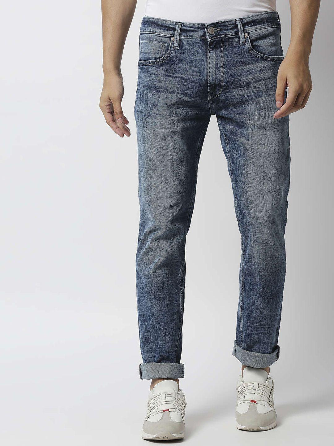 pepe jeans men blue low distress heavy fade jeans