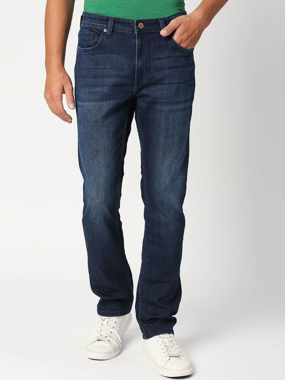 pepe jeans men blue mid-rise light fade jeans