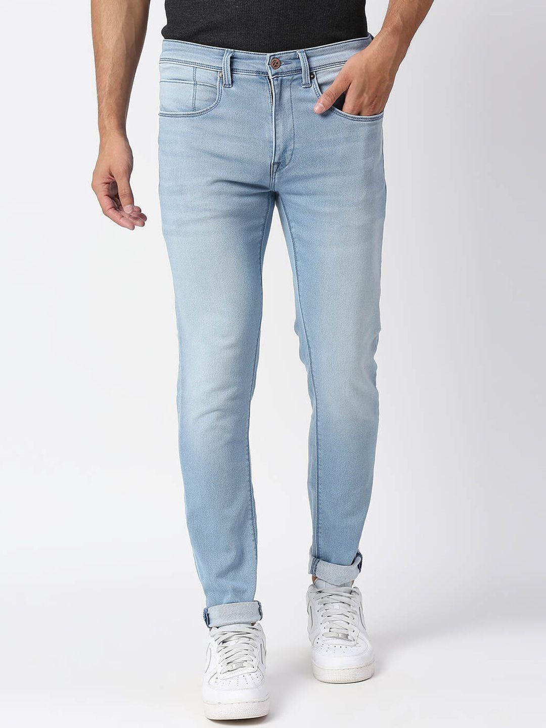 pepe jeans men blue skinny fit heavy fade cotton jeans