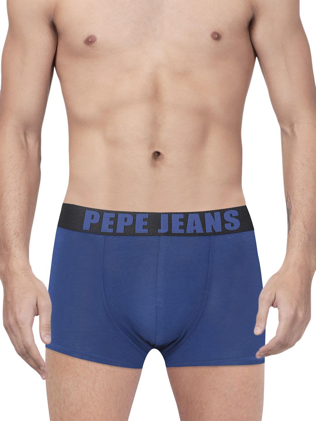 pepe jeans men blue solid trunks 8904311303954