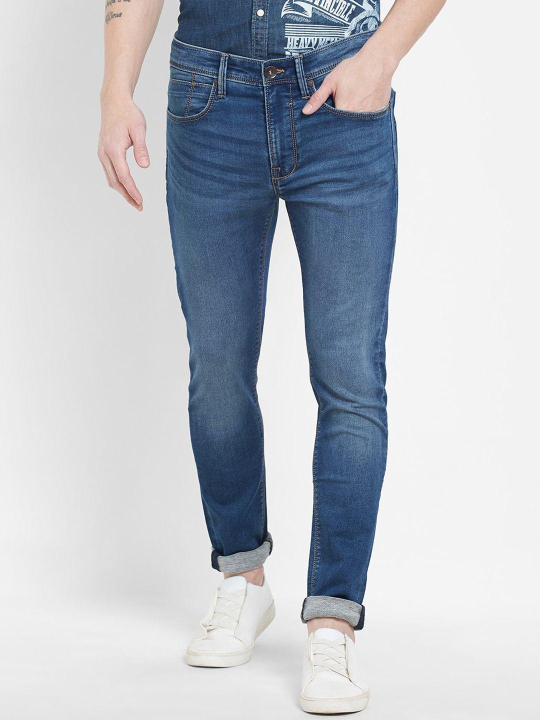 pepe jeans men blue super skinny fit light fade stretchable jeans