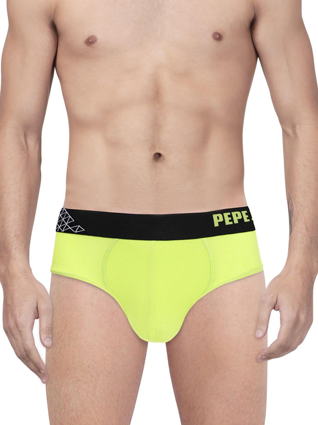 pepe jeans men fluorescent green solid briefs 8904311302834