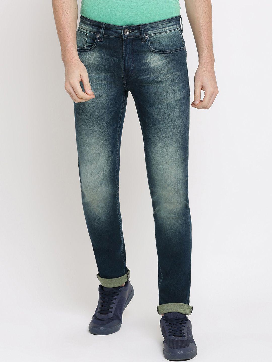 pepe jeans men green low-rise heavy fade jeans