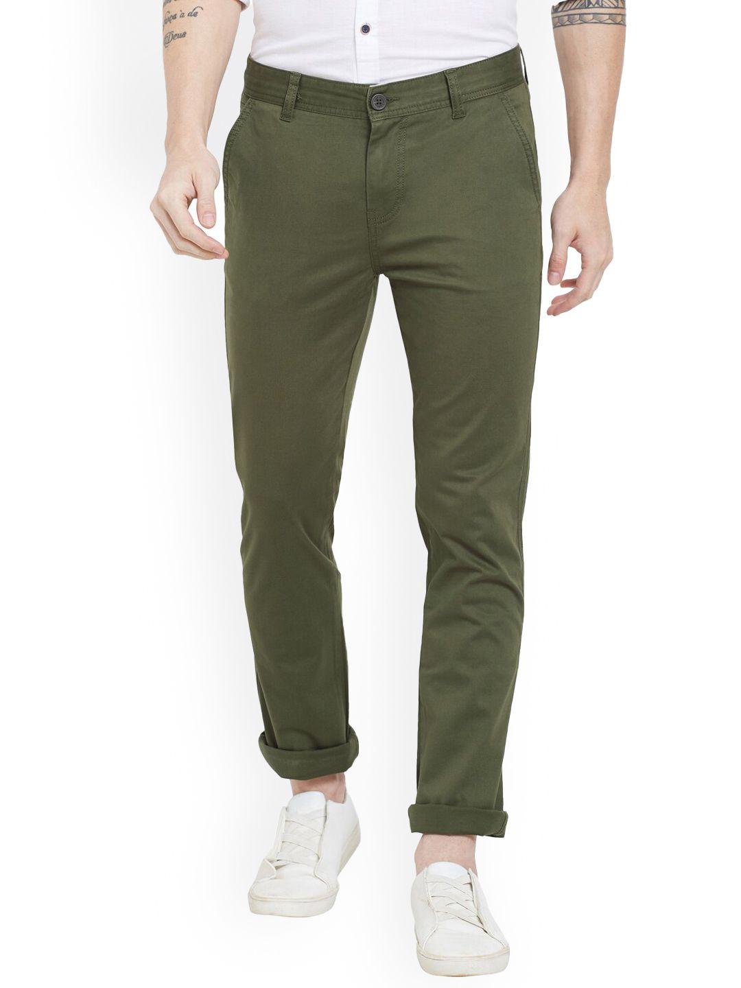 pepe jeans men green slim fit chinos trousers