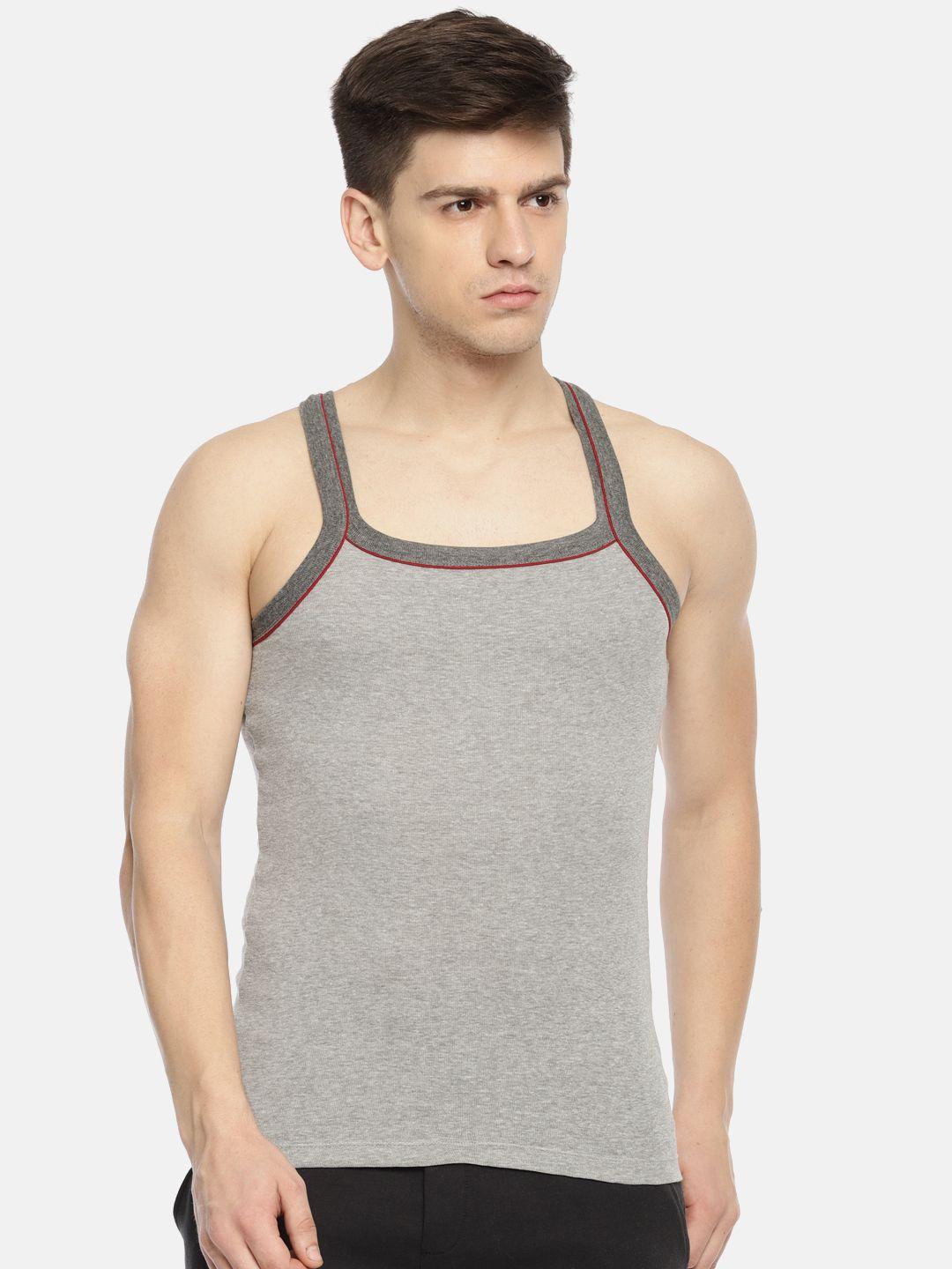 pepe jeans men grey melange solid innerwear gym vest 8904311307600