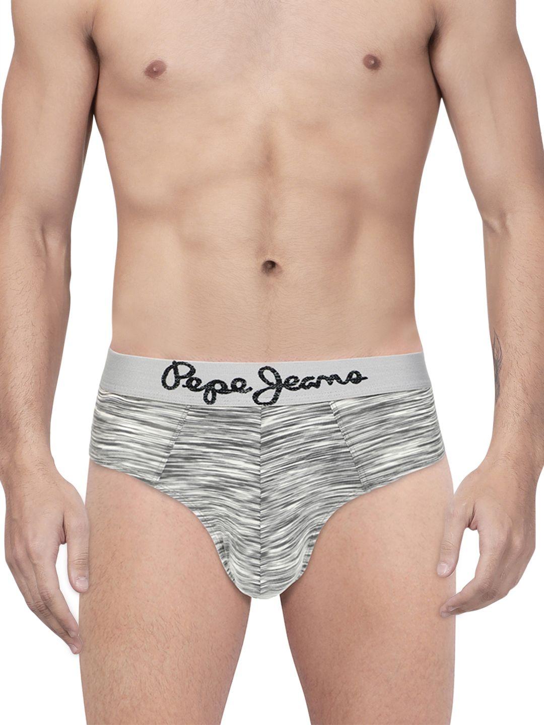 pepe jeans men grey printed brief 8904311302476