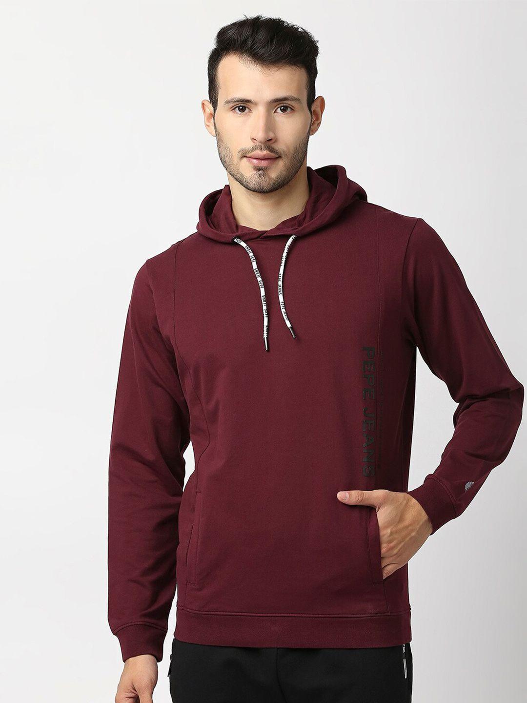 pepe jeans men maroon cotton sweatshirt