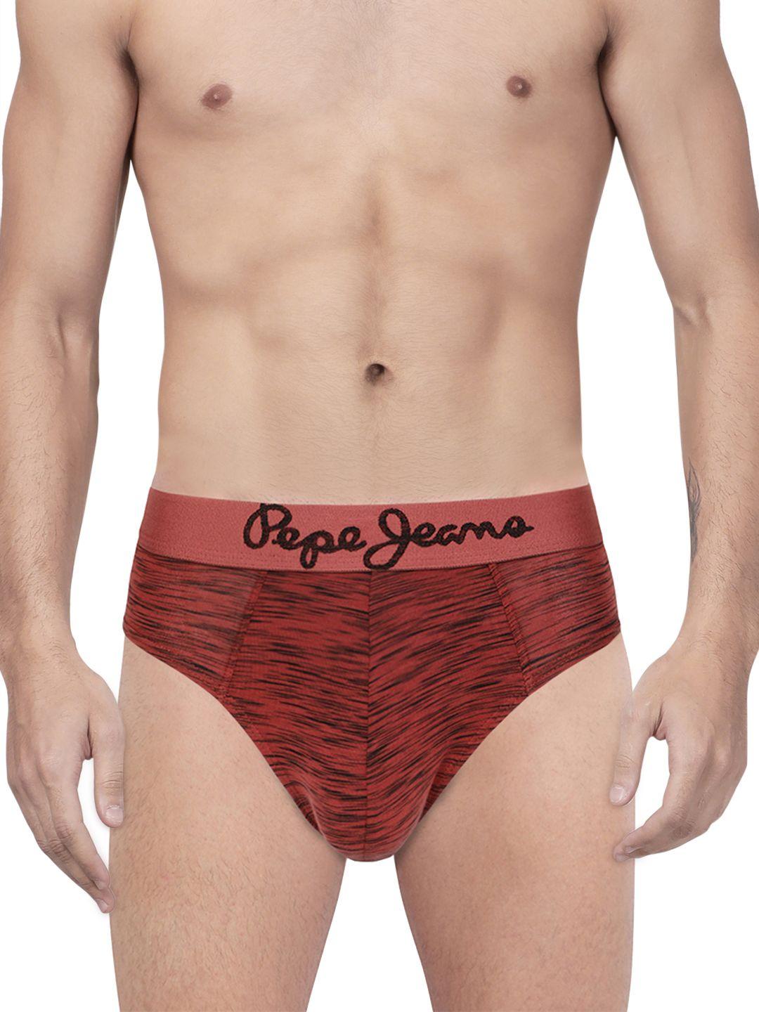 pepe jeans men maroon printed contour briefs 8904311302599