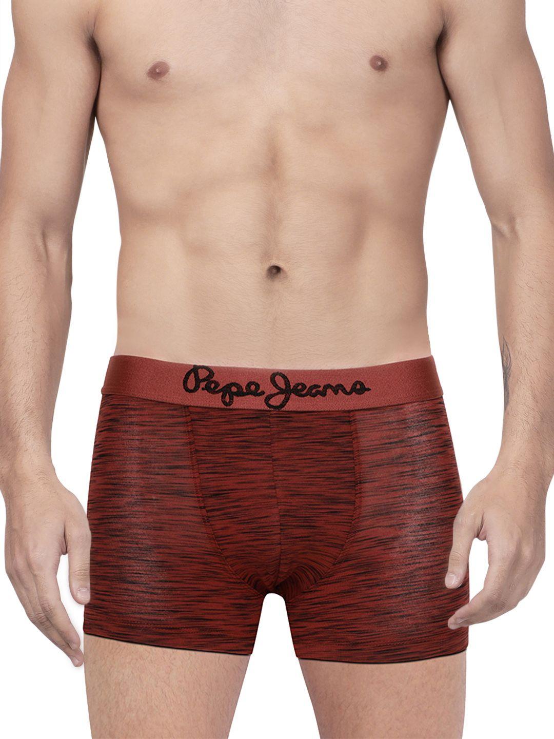 pepe jeans men maroon printed trunks 8904311304197