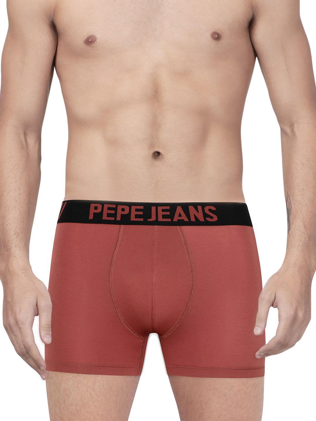 pepe jeans men maroon solid sports trunks 8904311305729