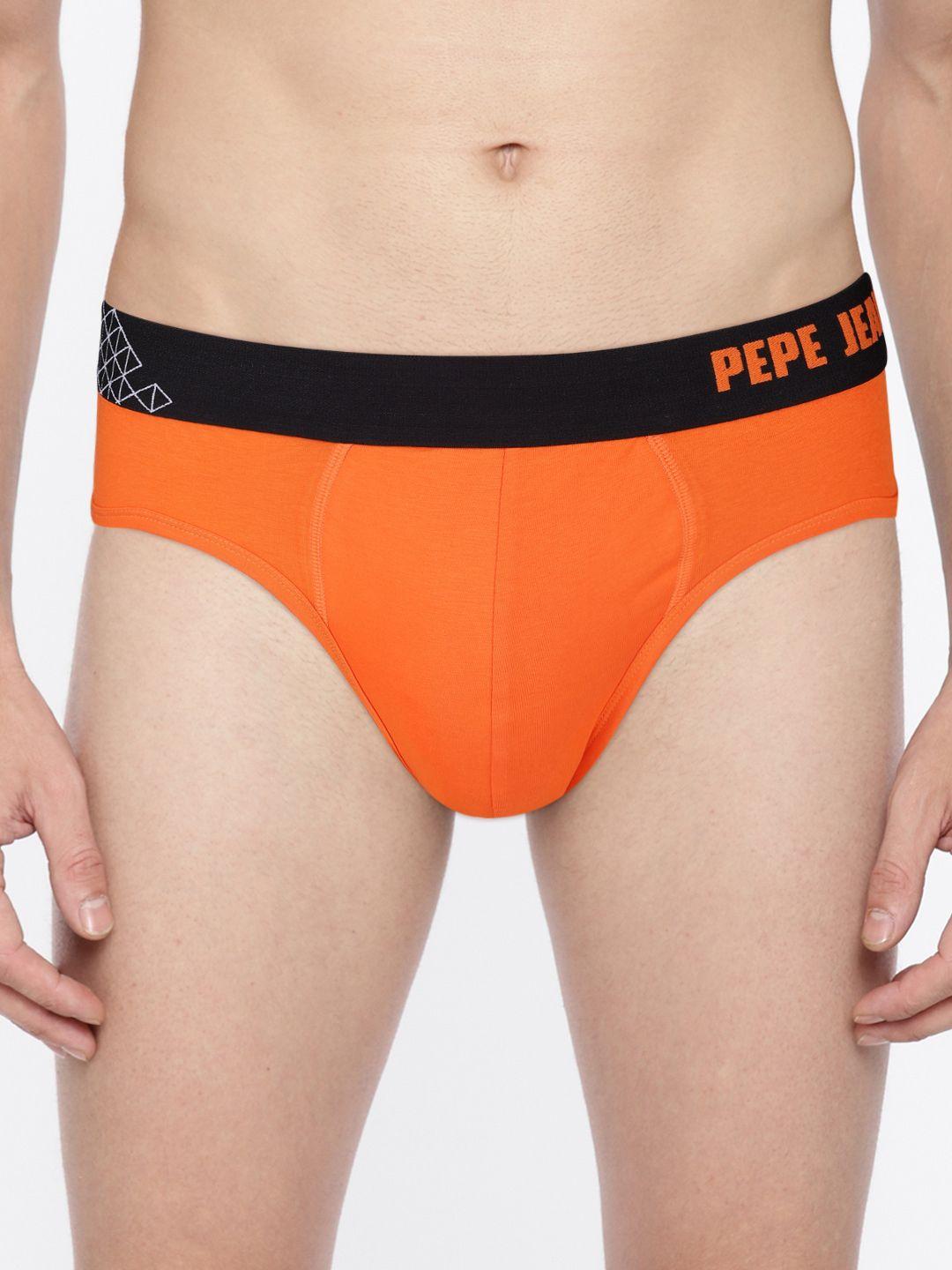 pepe jeans men orange solid basic briefs 8904311302681