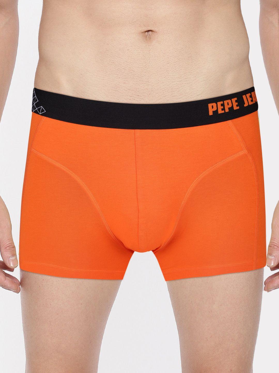 pepe jeans men orange solid modern trunk