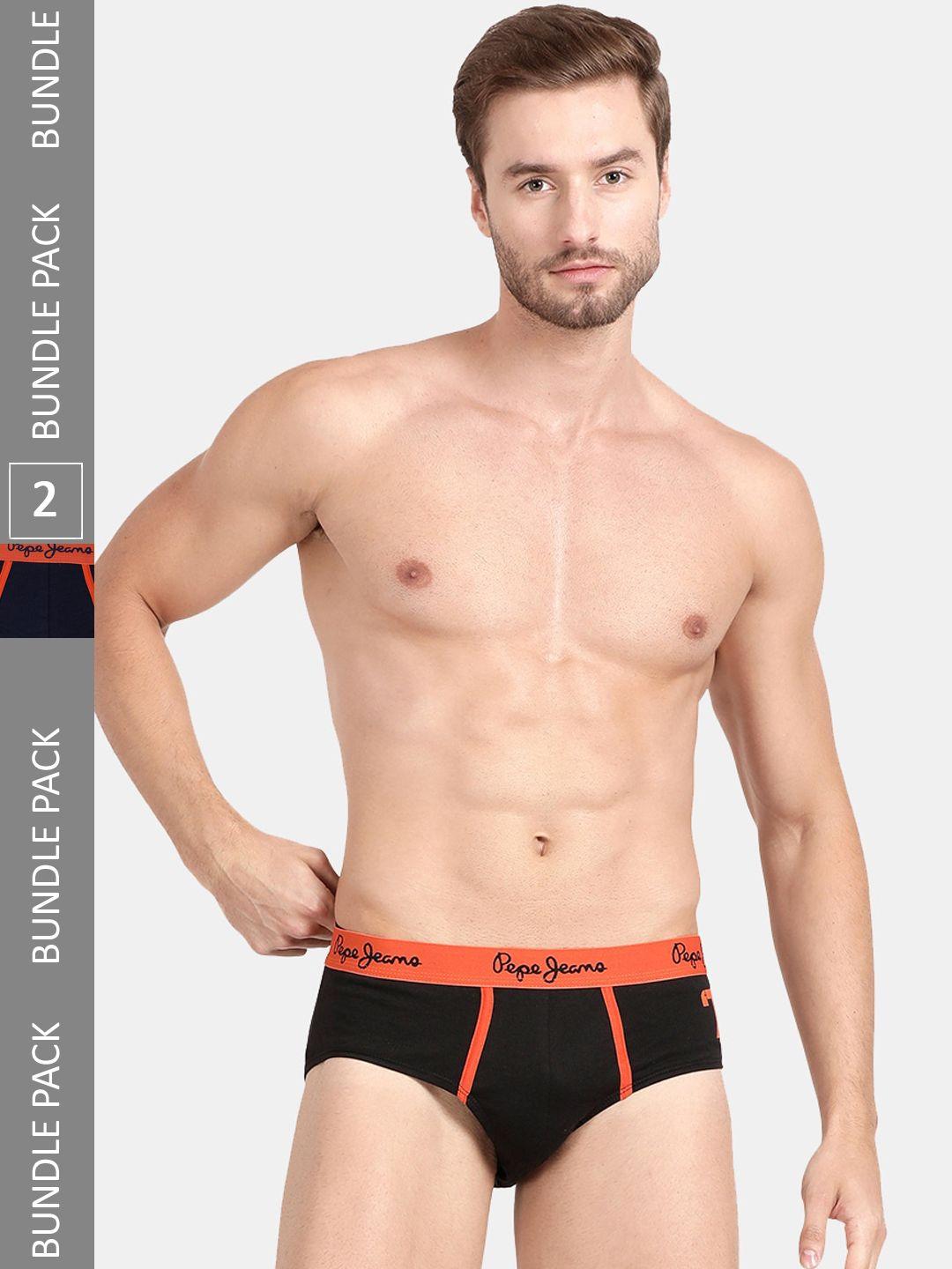 pepe jeans men pack of 2 anti-microbial cotton basic briefs