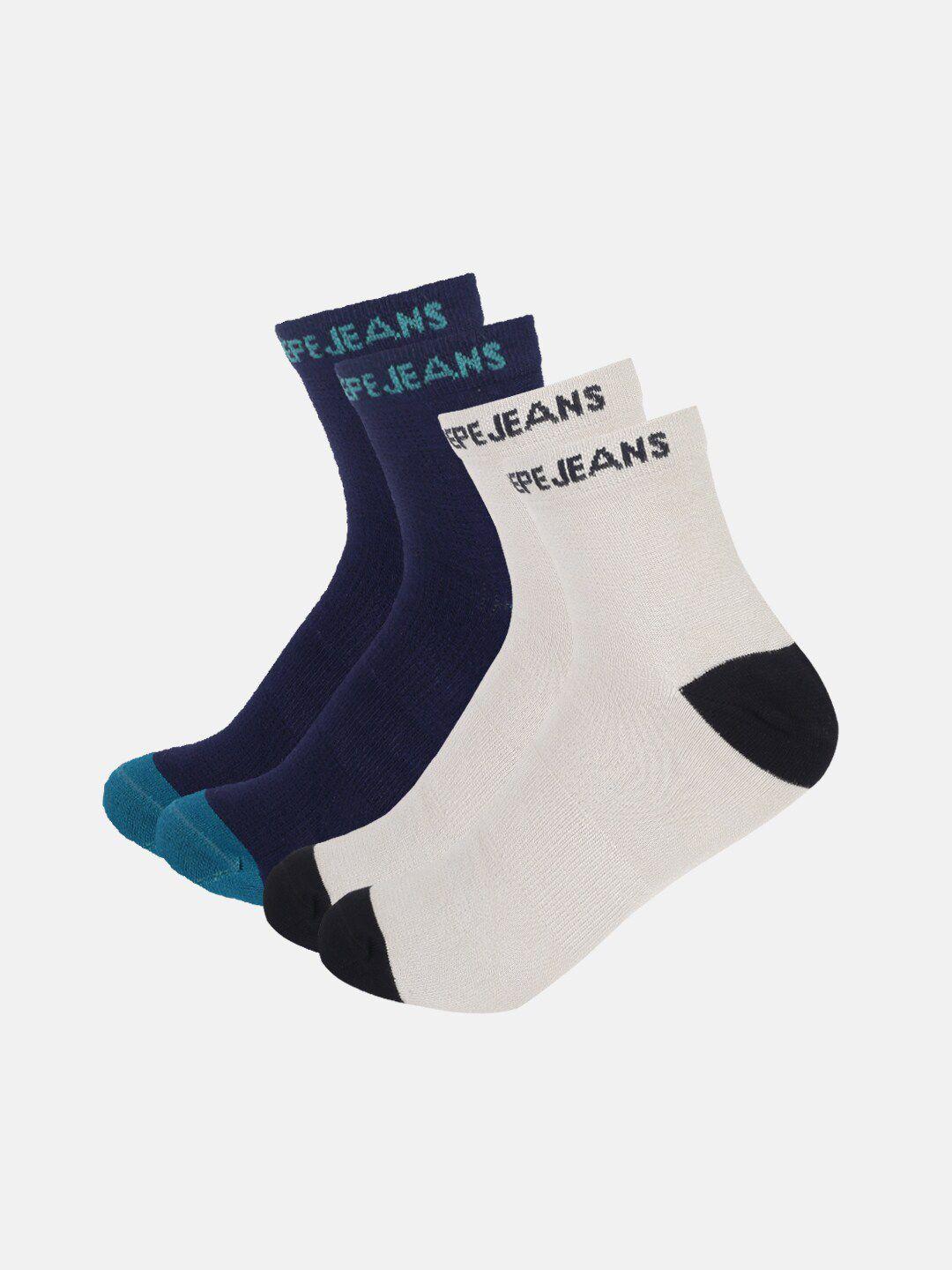 pepe jeans men pack of 2 colorblocked above ankle length socks