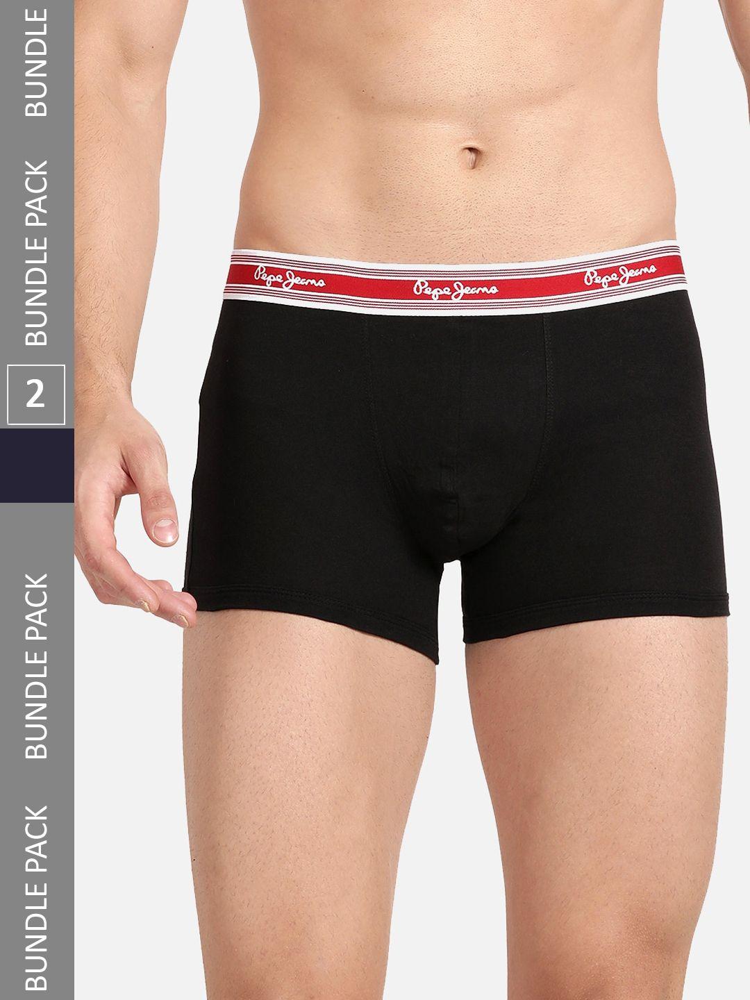 pepe jeans men pack of 2 mid-rise cotton trunks