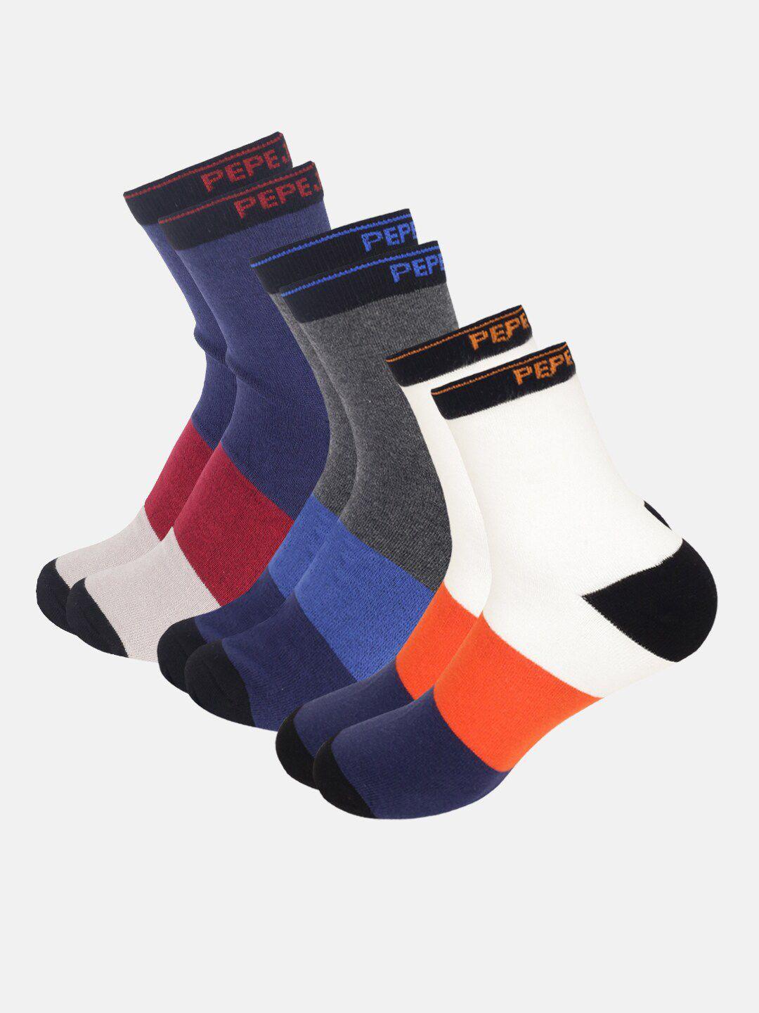 pepe jeans men pack of 3 colourblocked ankle-length socks