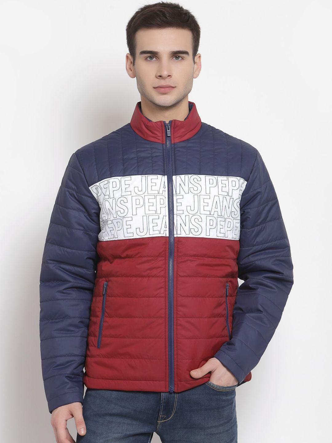 pepe jeans men red padded jacket