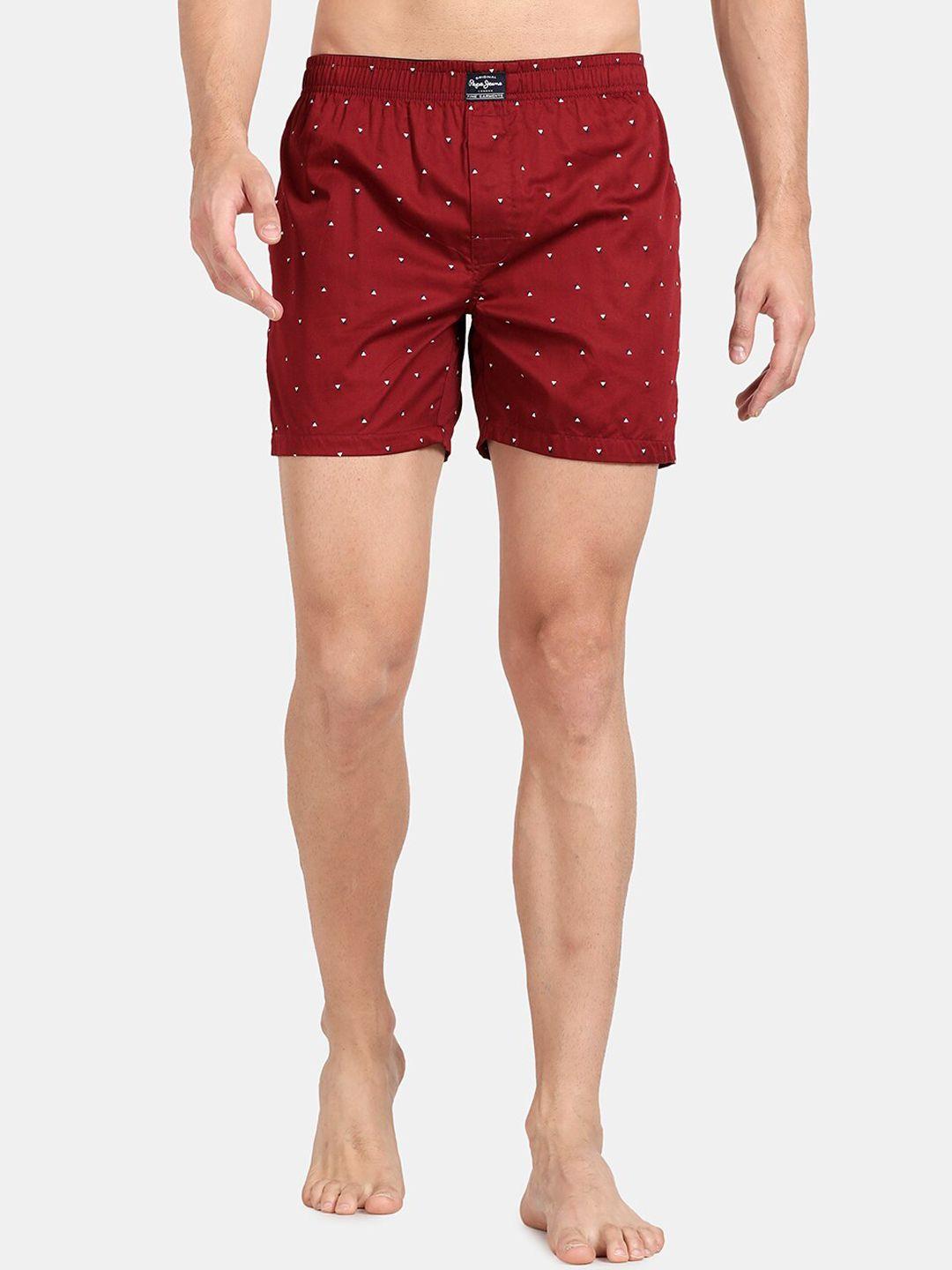 pepe jeans men red printed pure cotton boxers pps01maroon aops