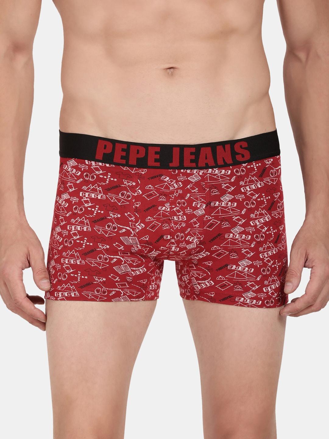 pepe jeans men red solid cotton trunk opt01-pparry red aops