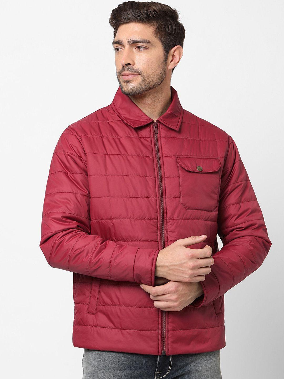 pepe jeans men red striped padded jacket