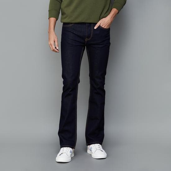 pepe jeans men solid bootcut jeans