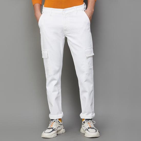 pepe jeans men solid cargo jeans