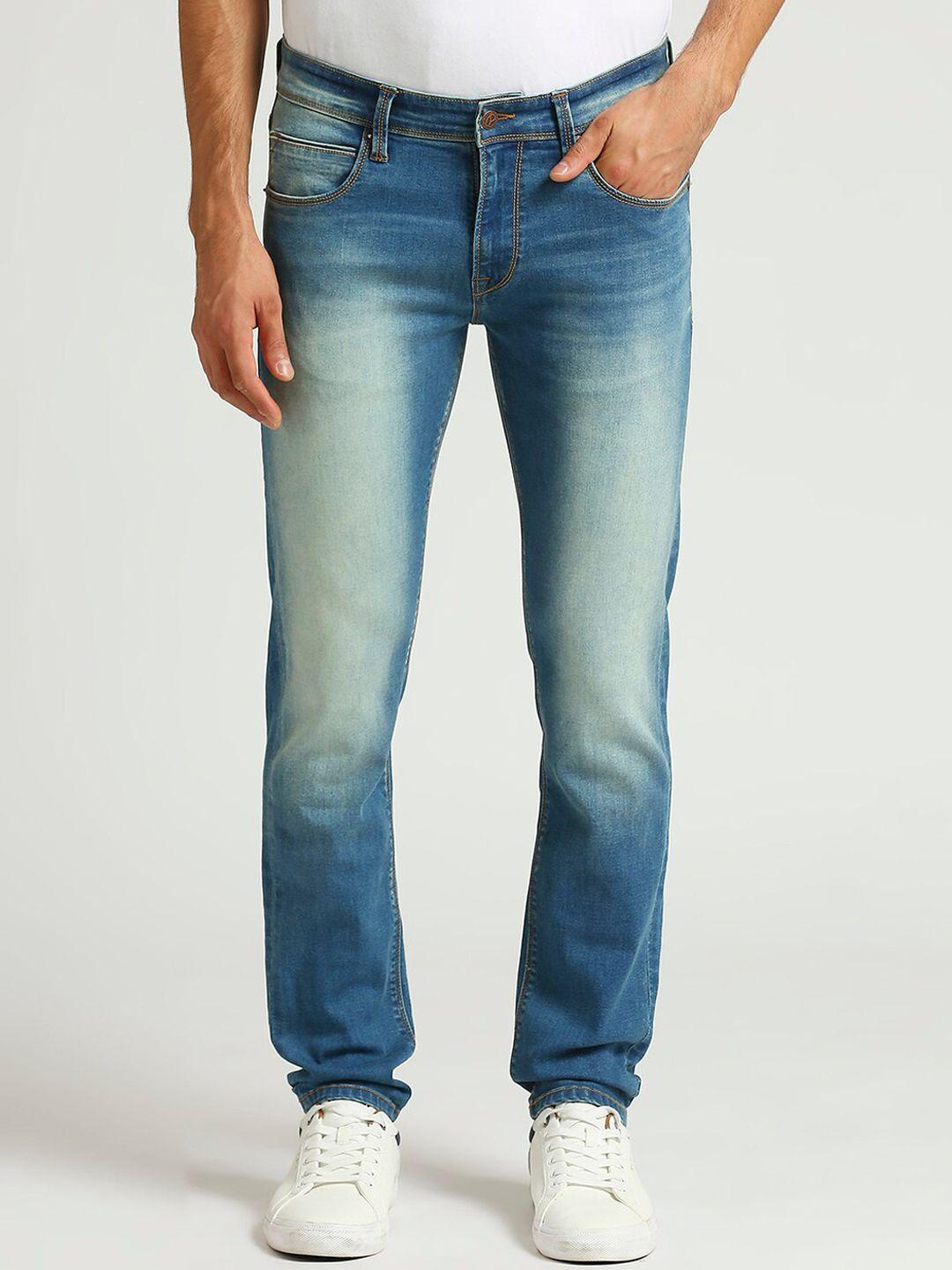 pepe jeans men tapered fit low-rise heavy fade stretchable jeans