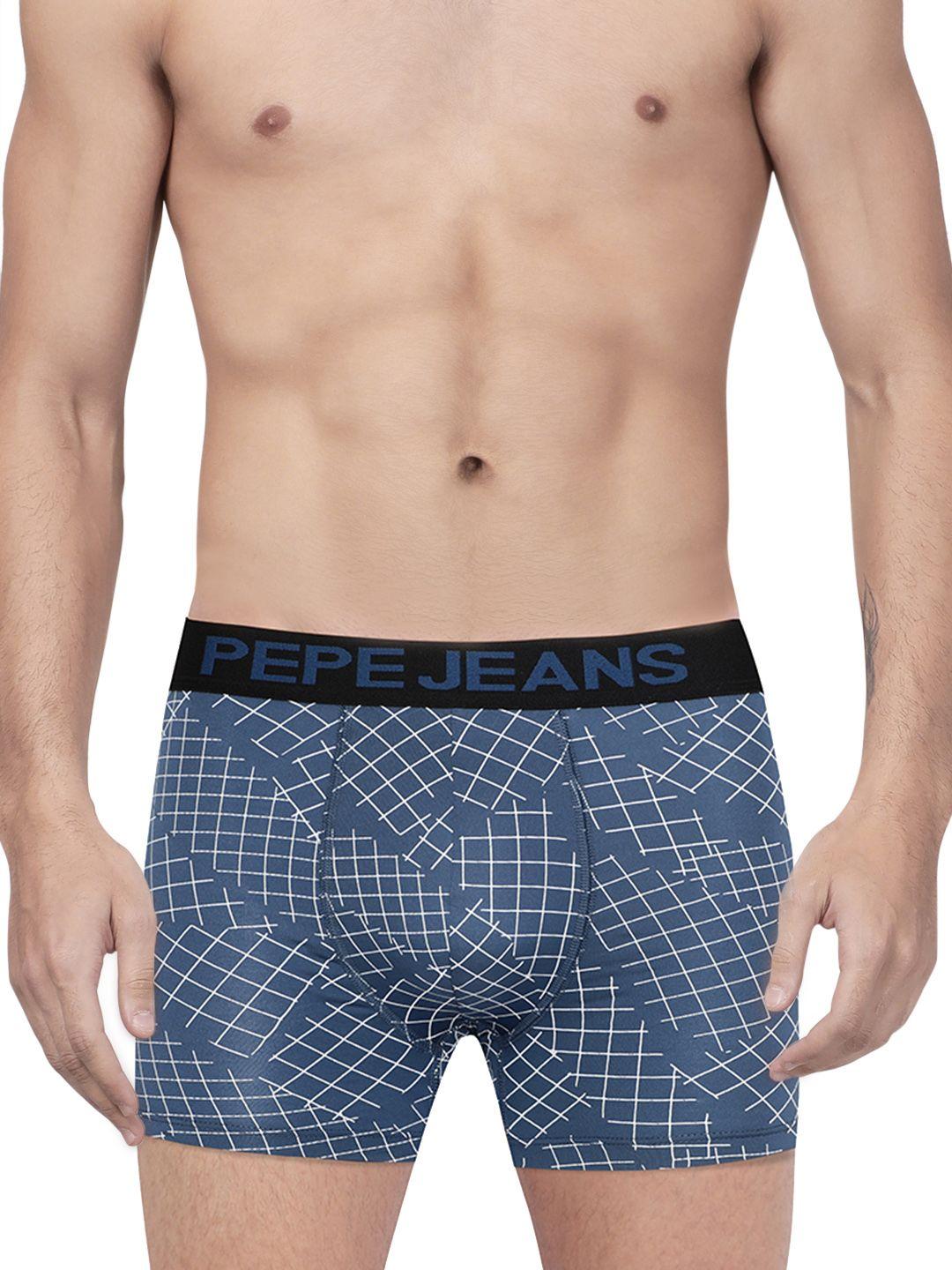 pepe jeans men teal blue printed trunk 8904311305965