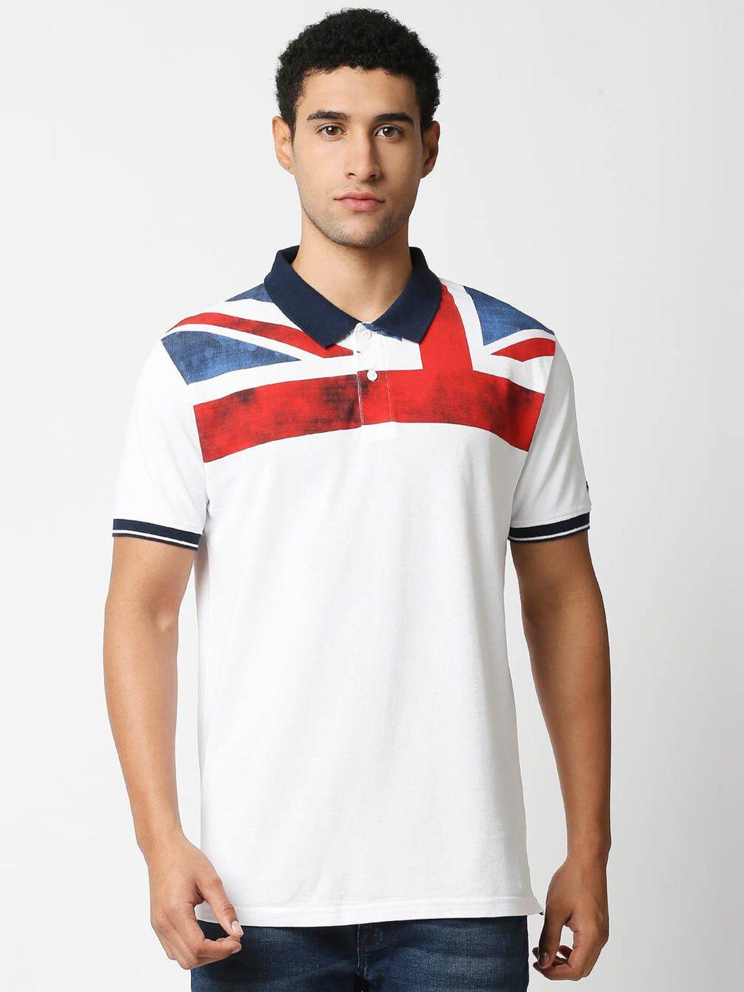 pepe jeans men white printed polo collar t-shirt