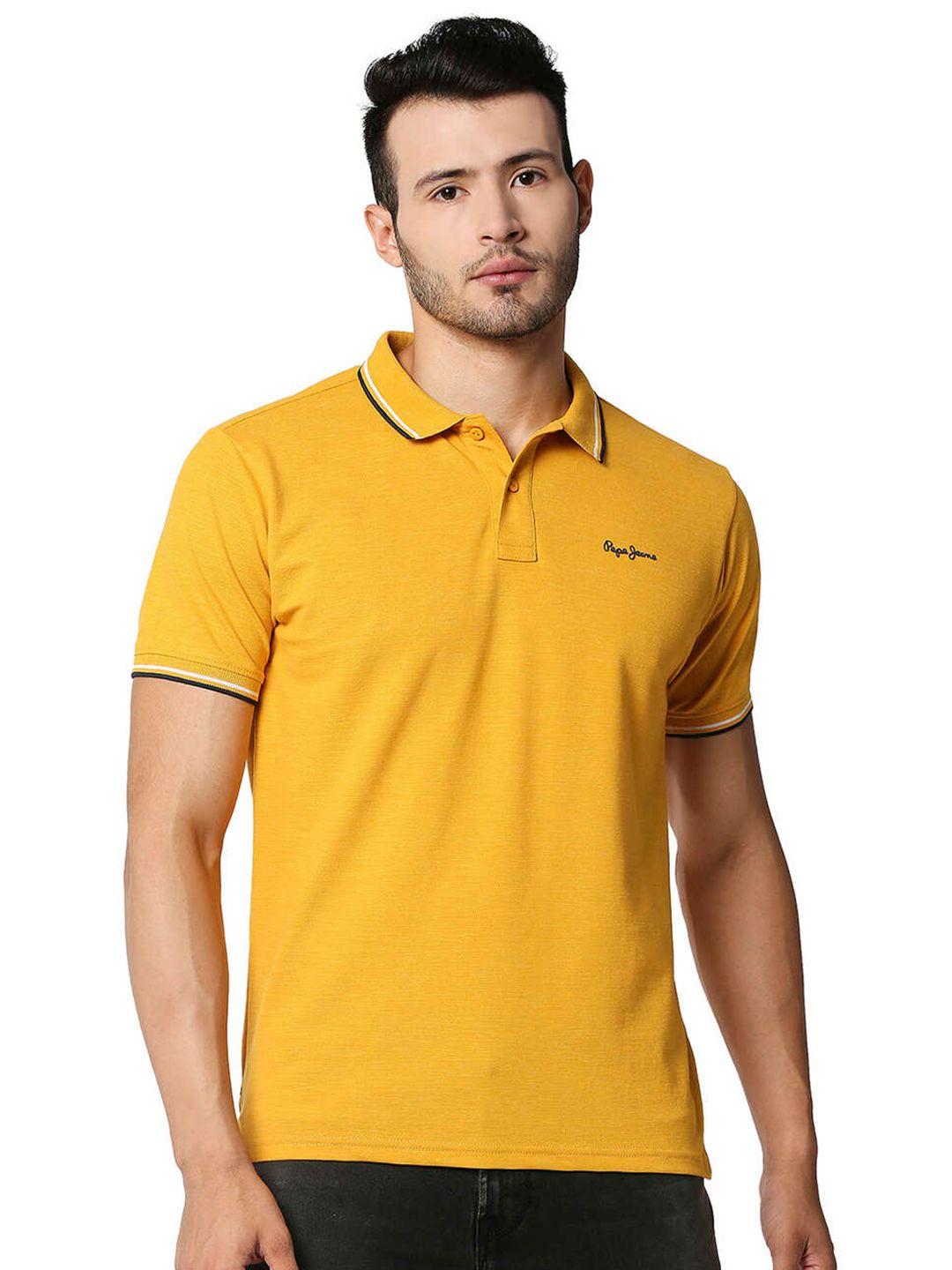 pepe jeans men yellow polo collar t-shirt